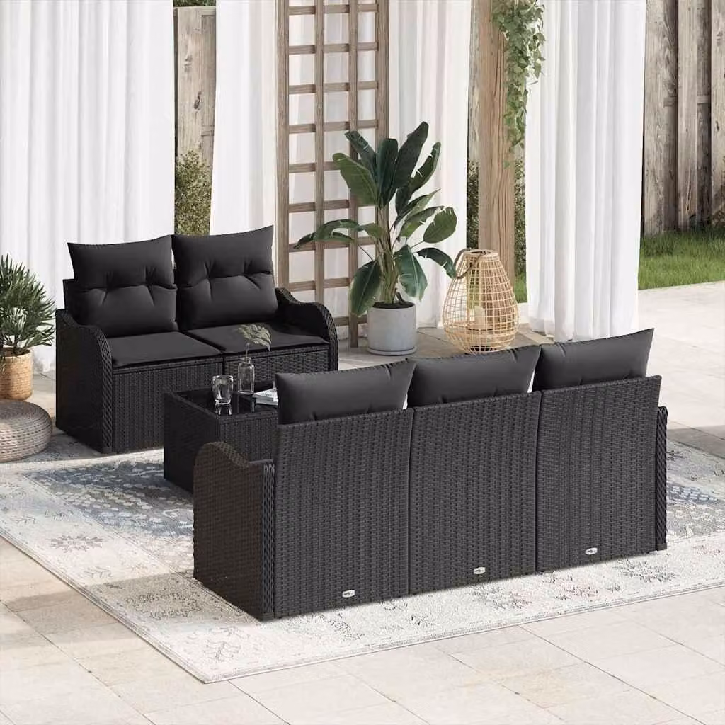Maison Exclusive - Set Divano da Giardino Nero polyrattan