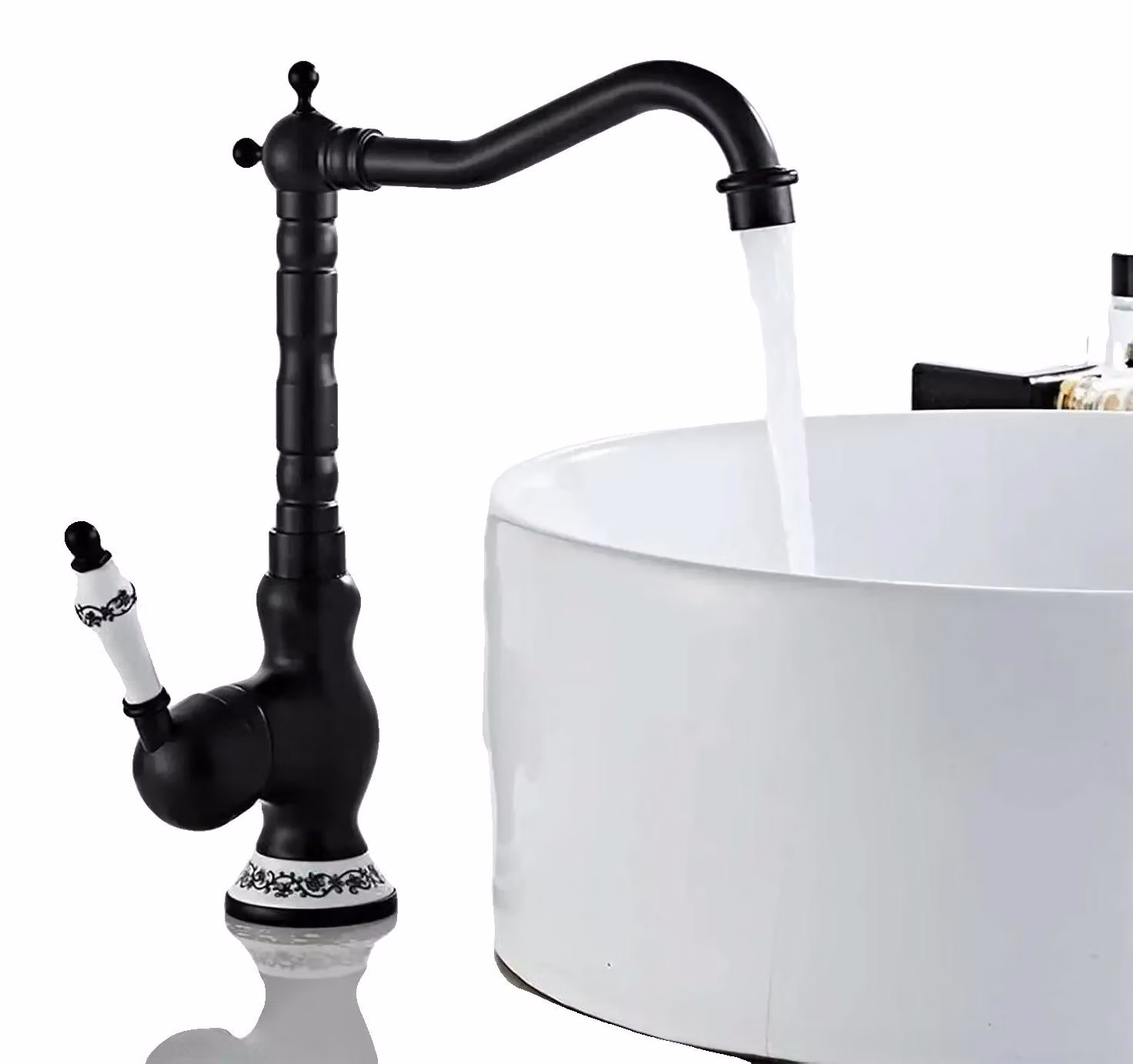 Miscelatore per lavello, da montare a soffitto, struttura in ottone resistente, ottone, colore nero
