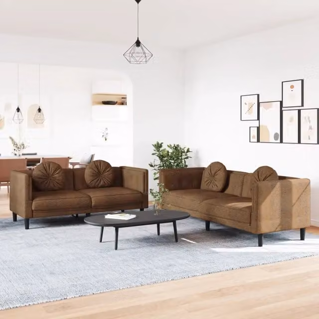 Set di 2 divani moderni vidaXL in velluto marrone con cuscini per il tuo soggiorno