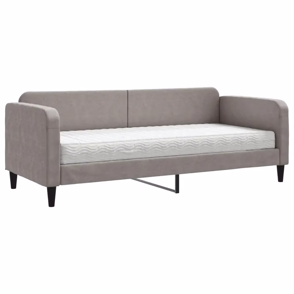 Divano Letto Moderno vidaXL in Tessuto con Materasso in Schiuma, Grigio o Beige, L/P/H: 223 x 80 x 75 cm – 2