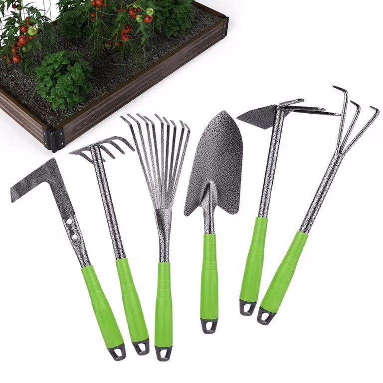 Set di attrezzi da giardino ergonomici, composto da 6 pezzi
