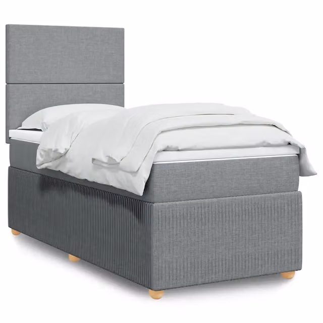 Letto Ibrido Moderno vidaXL con Materasso Grigio Chiaro e Struttura Imbottita L/P/H: 200 x 80 x 150,5 cm