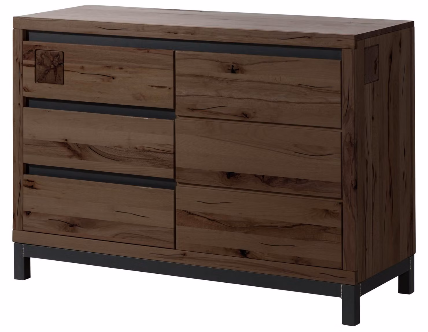MASSIVMOEBEL24 | Credenza in legno di faggio 120x45x85 oliato marrone tabacco VILLANDERS #210