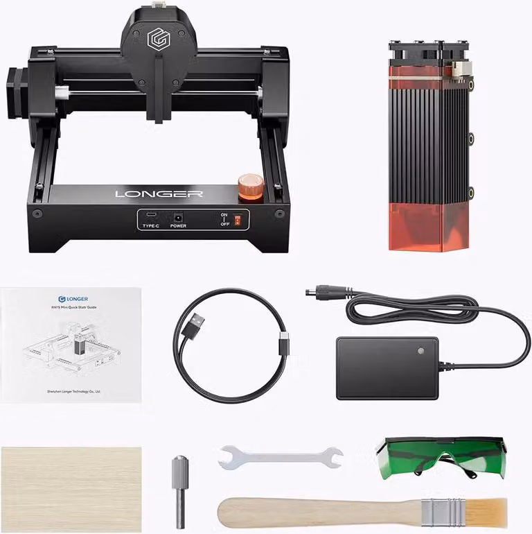 Macchina per incisione laser - RAY5 Mini 2,5 W - Precisione di 0,04 mm - Velocità di incisione 12.000 mm/min - Area di lavoro 130×140 mm - Per legno/acrilico/pelle/metallo