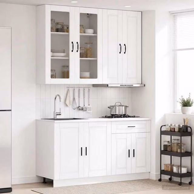 Unità Cucina PORTO 4 pz Bianco Legno ingegnerizzato 3438345