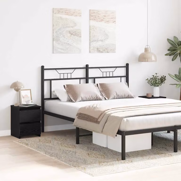 Set di 2 Armadi da Notte vidaXL in MDF Nero Opaco Stile Rustico L/P/H: 30 x 30 x 40 cm