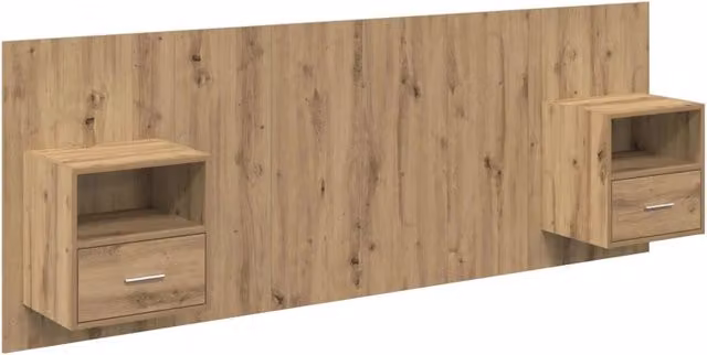 Testiera | Testata con Comodino 3 pcs Rovere artigianale Legno multistrato