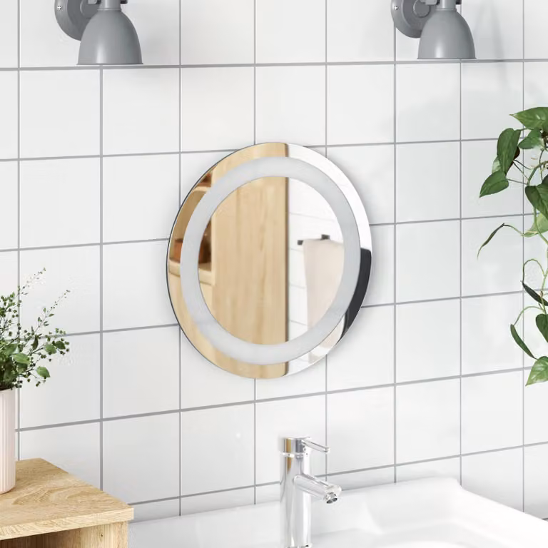 Specchio da bagno tondo con LED vidaXL in vetro temperato trasparente, Ø 30 cm