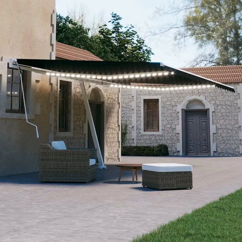 vidaXL Tenda da Sole Retrattile Manuale con LED 600x300 cm Antracite