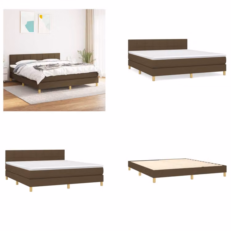 vidaXL Letto a molle con materasso in tessuto marrone scuro 180x200 cm - Letto a molle - Boxspringbetten - Bett - Schlafzimmermöbel