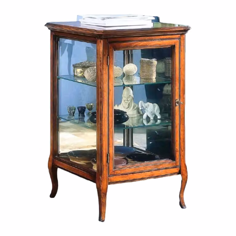 Vetrina teca classica in legno con porta in vetro finitura bassano marrone Mobili 2G L/P/H: 55 x 55 x 90 cm