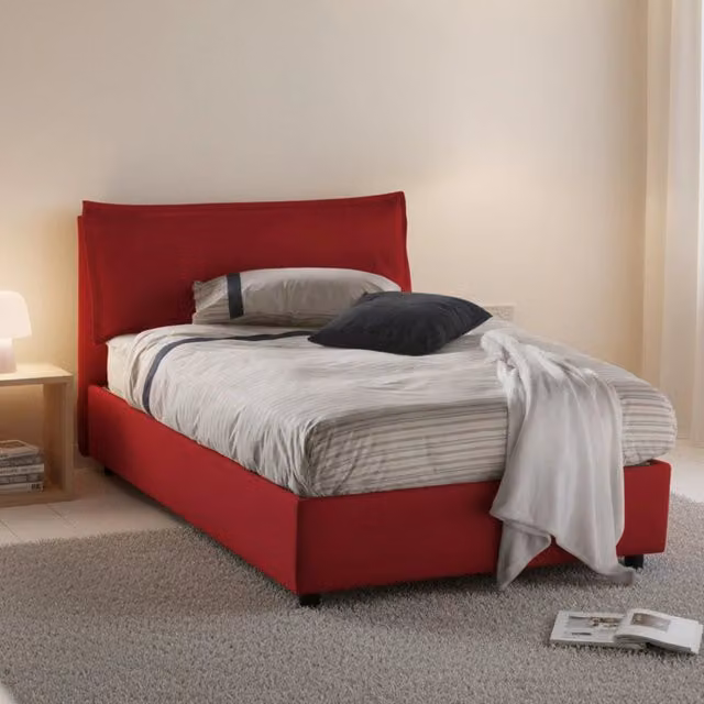 Letto Piazza e Mezza con Contenitore a Sollevamento Talamo Italia, Rosso, L/P: 120 x 200 cm – 1