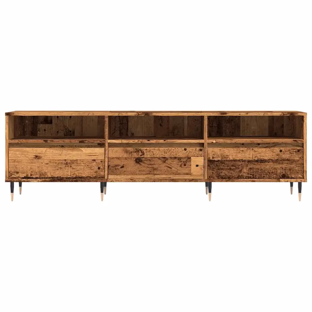 Mobile porta TV moderno HELLOSHOP26 in legno e metallo marrone con vani contenitori L 150 x P 30 x H 44,5 cm – 2