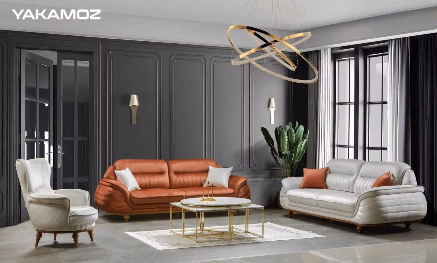 Garnitur Sofas Sessel Sofagarnitur 3+3+1 Sitzer Luxus Stoff Wohnzimmer Design