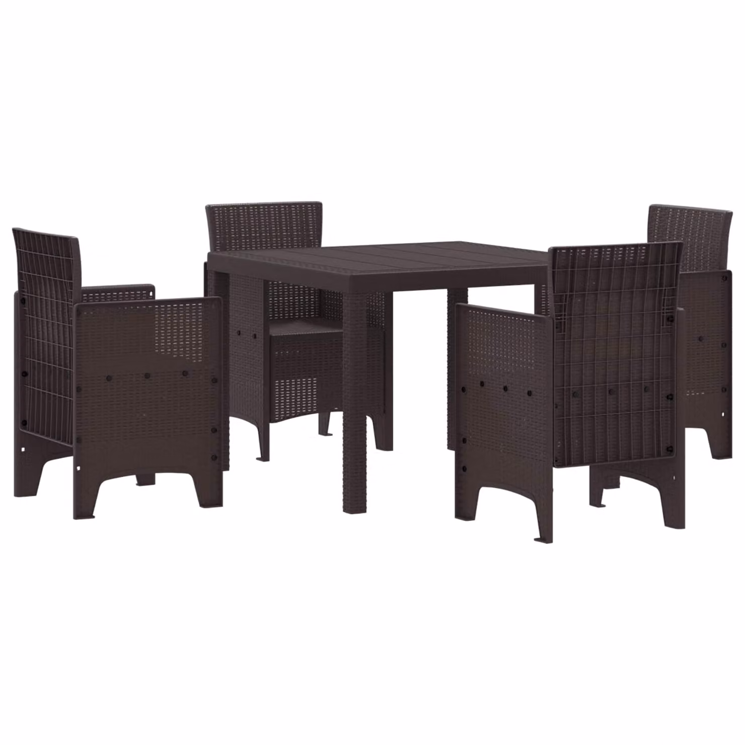 Set da pranzo moderno vidaXL per giardino e terrazzo in rattan marrone, 5 pezzi