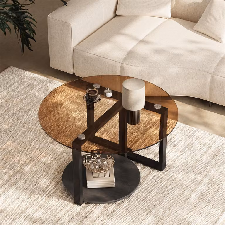 WISFOR tavolino con ripiani, tavolo da salotto in vetro e metallo, 80 x 46,5 cm