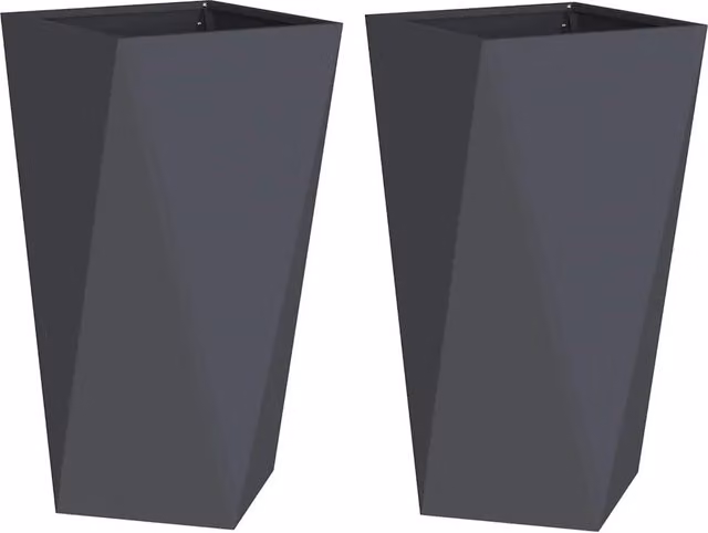 Set di 2 fioriere a cassetta in acciaio color antracite, L/P/H: 40 x 40 x 75 cm