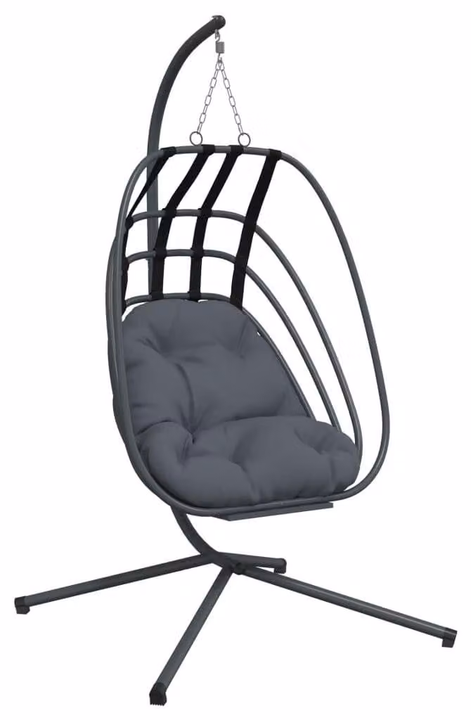 Sedia a dondolo a forma di uovo, con struttura standard - Acciaio antracite - Altezza 104 cm - Larghezza 100 cm