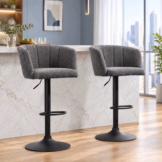 Set di 2 sgabelli da bar 59 x 53 x 110 cm grigio scuro, girevoli e regolabili