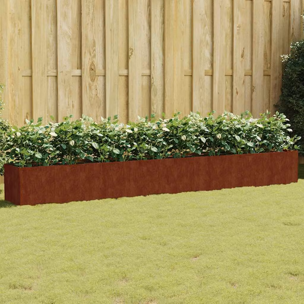 Fioriera Rialzata da Giardino vidaXL in Acciaio Corten Marrone L: 360 cm, P: 40 cm, H: 40 cm – 1