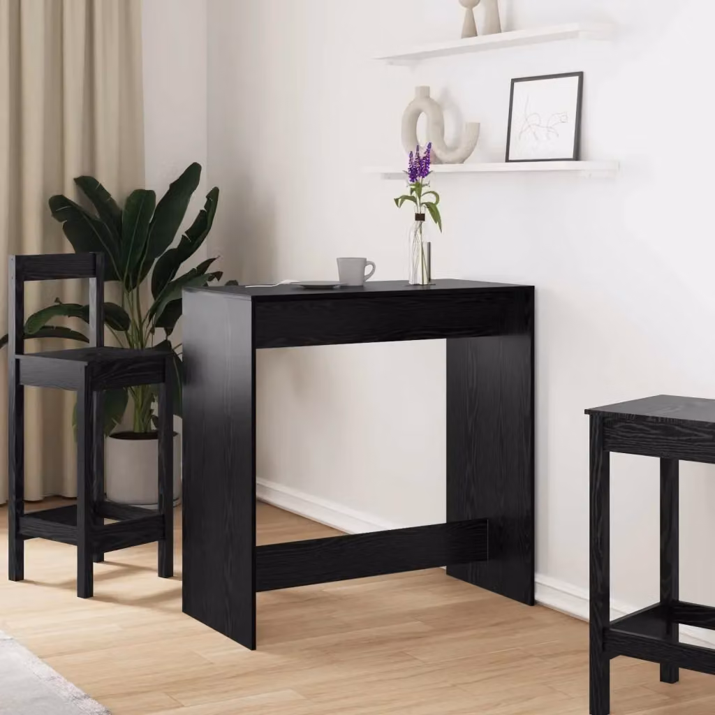 Tavolo da bar moderno in legno multistrato Rovere Nero L 102 cm x P 50 cm x H 103,5 cm – 2