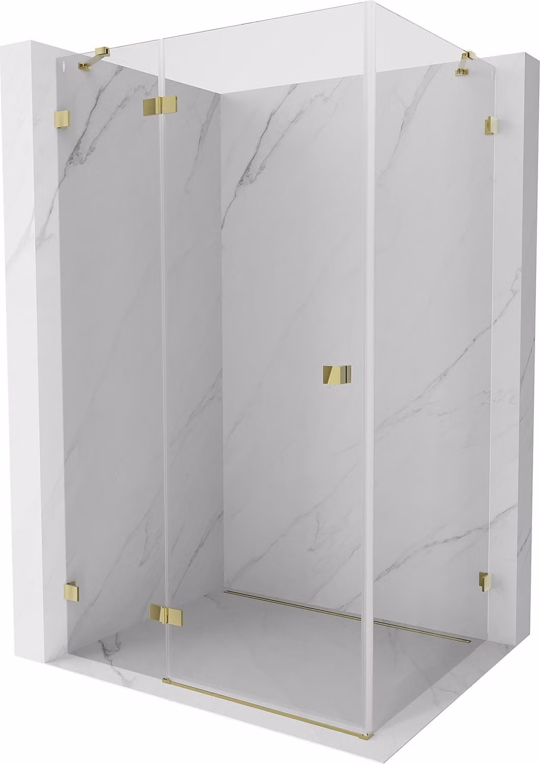 Mexen Lunar cabina doccia a battente sinistra 70 x 80 cm, trasparente, oro - 834-070-080-50-00-L