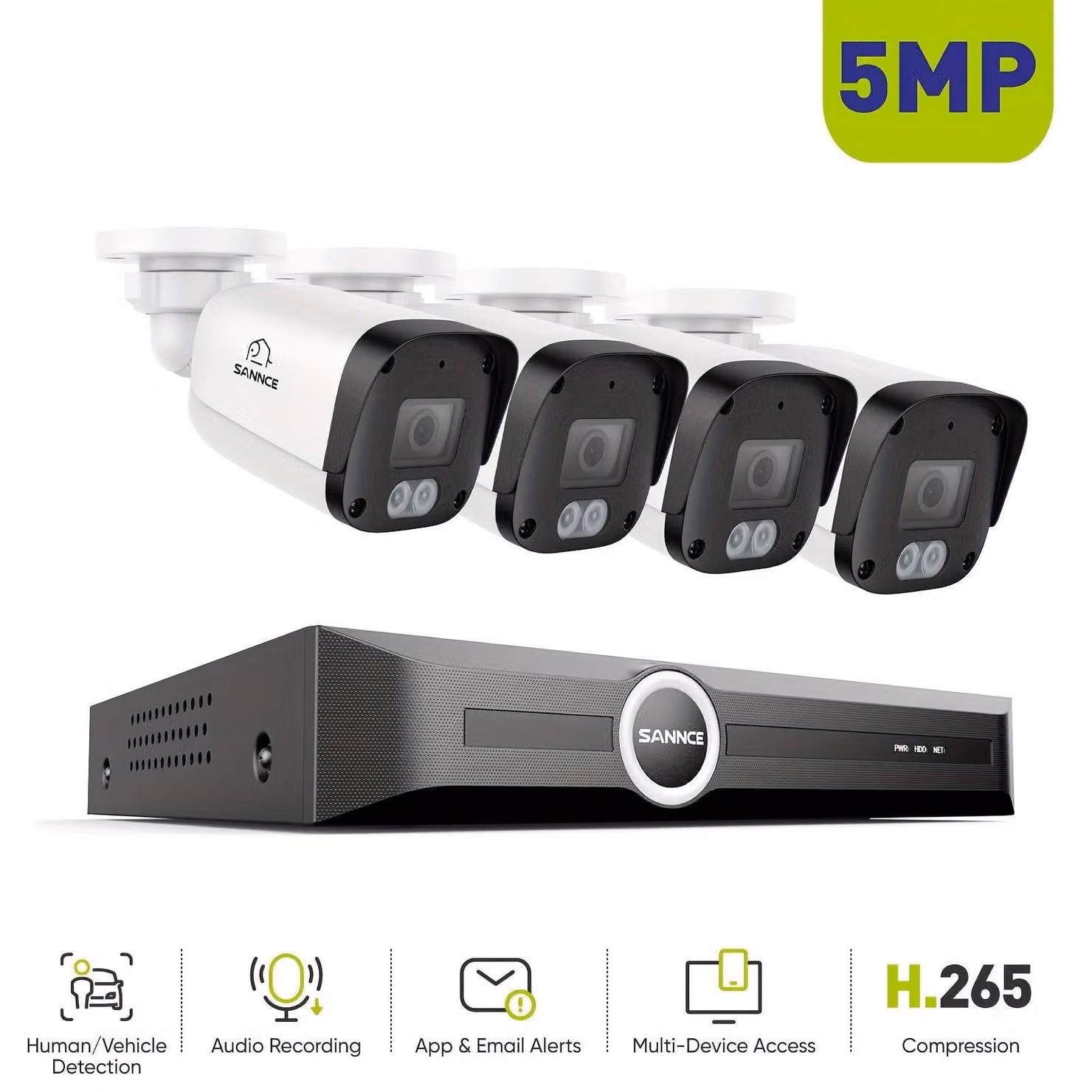 Kit di videosorveglianza a 4 telecamere - telecamera di sicurezza - telecamera IP - sistema di sicurezza - kit di videosorveglianza - telecamere POE da 5MP