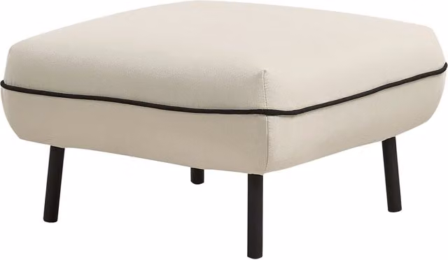 Ottomano poggiapiedi rettangolare BELIANI in tessuto beige con gambe in metallo nero stile Retro Glam L: 68 cm, P: 42 cm, H: 42 cm