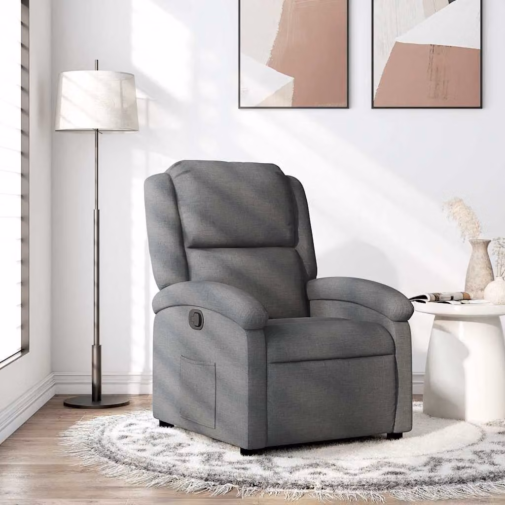 Poltrona reclinabile relax vidaXL in tessuto grigio con struttura in legno e metallo