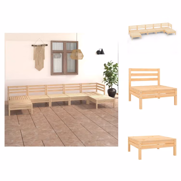 vidaXL set da salotto da giardino 7 pezzi in pino massiccio - Set di mobili da giardino