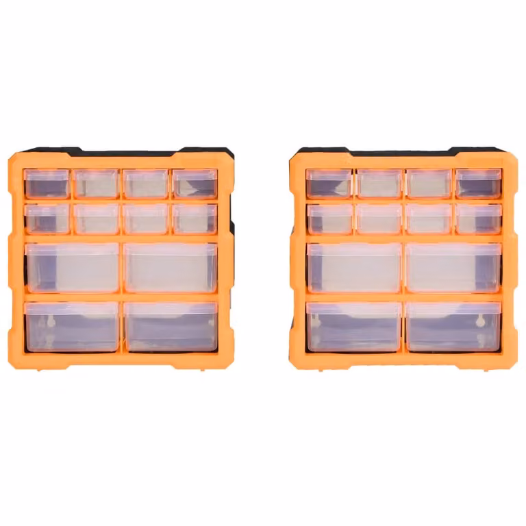 Mobili Contenitori con 12 Cassetti 2 pz 26,5x16x26 cm