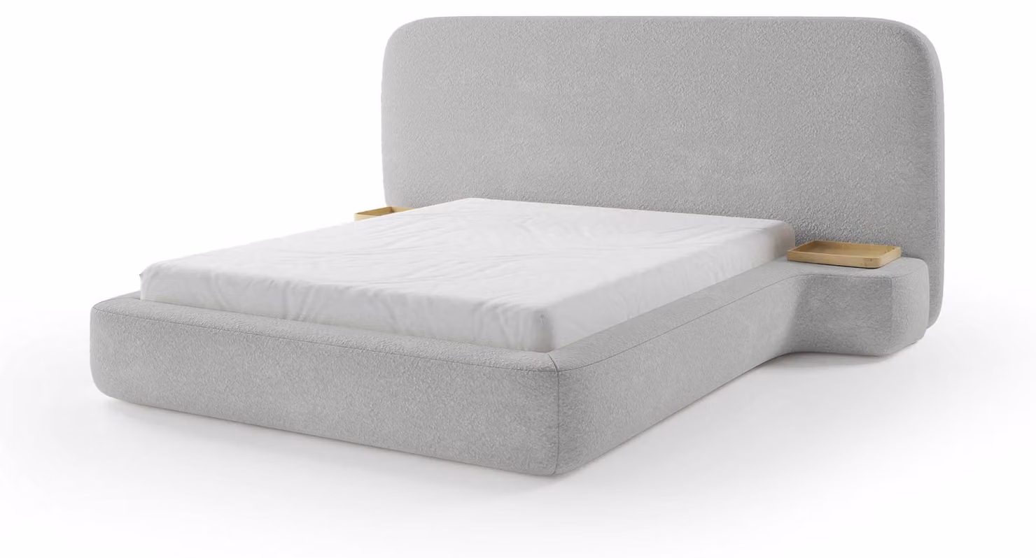 Letto imbottito Genz, colore taupe, dimensioni 140 x 200 cm