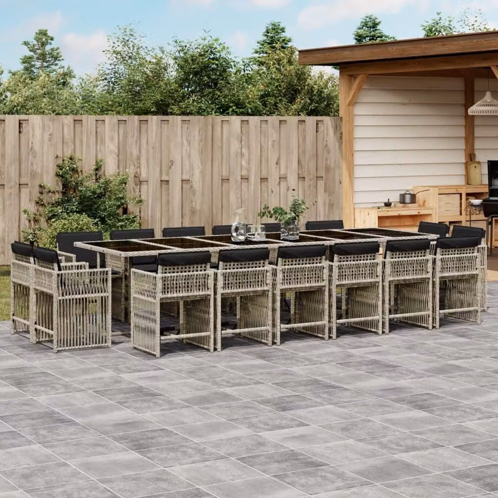 Maison Exclusive - Set da Pranzo da Giardino 17pz con Cuscini Grigio in Polyrattan