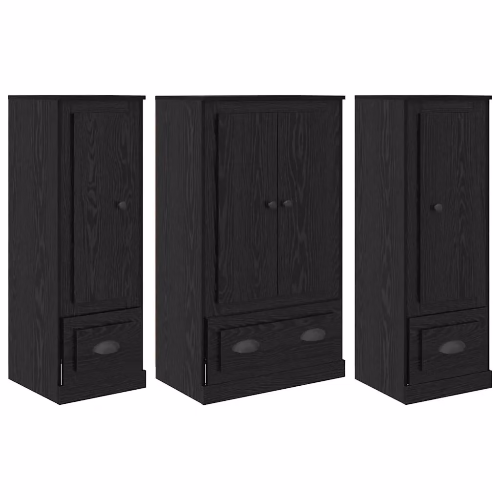 vidaXL Credenza Moderna in Rovere e Nero con Cassetti e Ripiani, L: 132 cm, P: 35,5 cm, H: 103,5 cm – 2