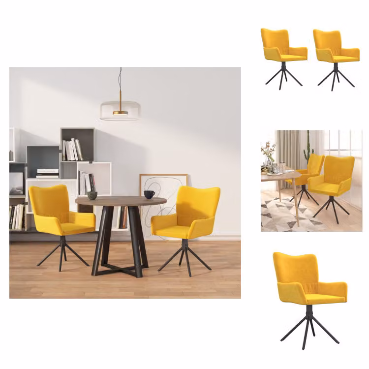 vidaXL Sedie da pranzo 2 pz. Girevole in velluto giallo - Sedie da pranzo