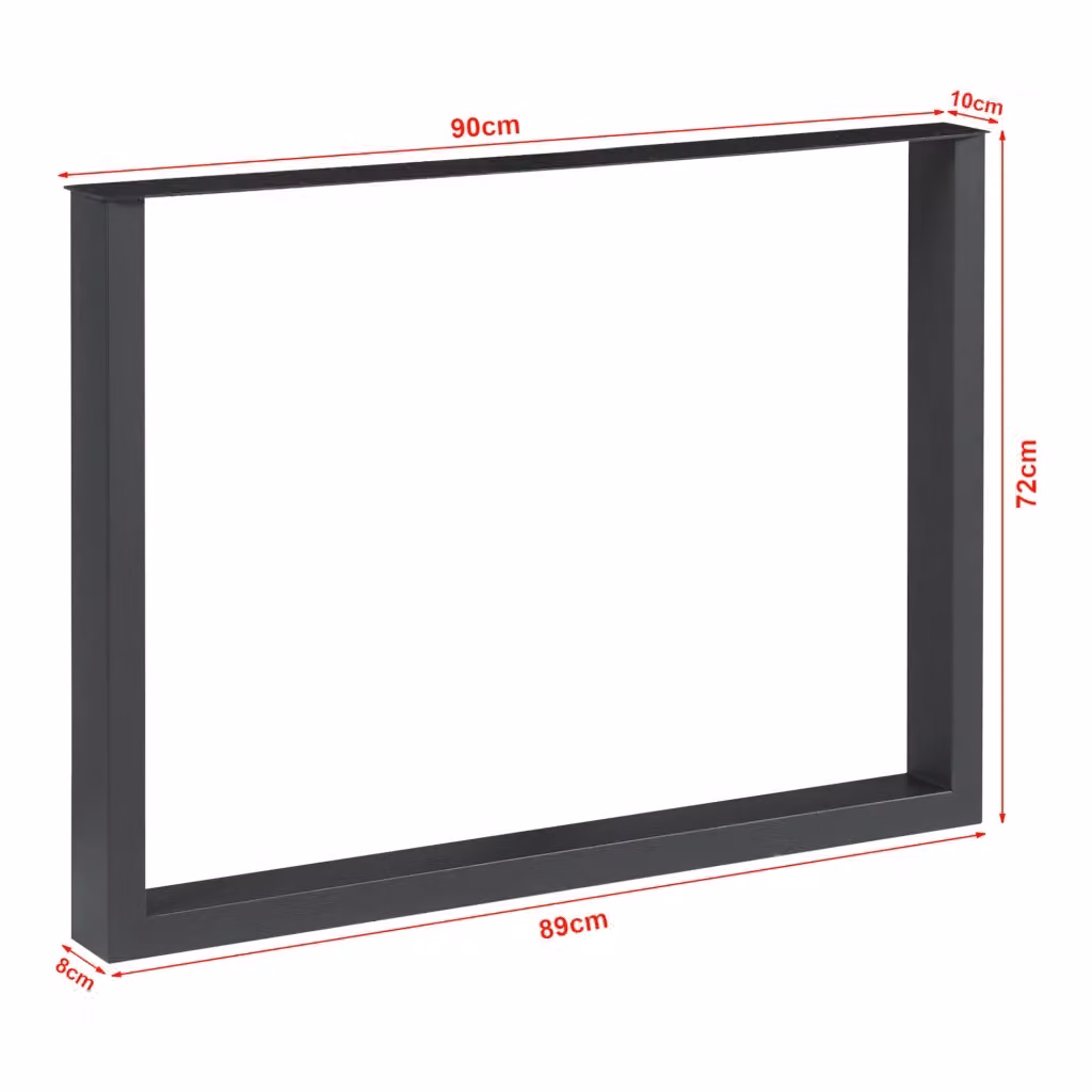 Set di 2 gambe rettangolari Makers per mobili fai da te en.casa in acciaio nero opaco L: 90 cm, H: 72 cm – 2