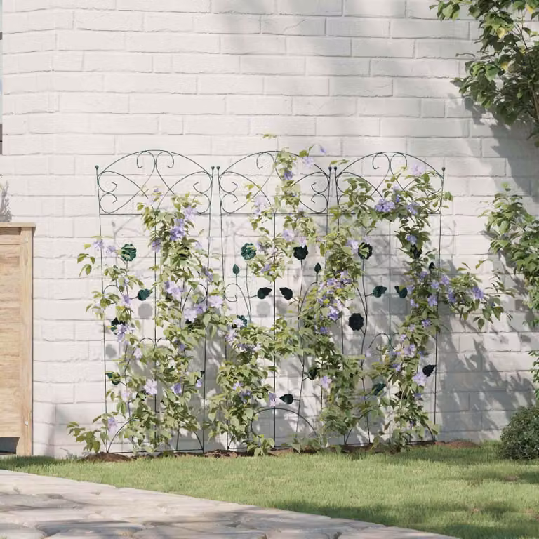 Maison Exclusive - Recinzione per giardino, 3 pezzi, verde, 110,5 x 42,5 cm, acciaio