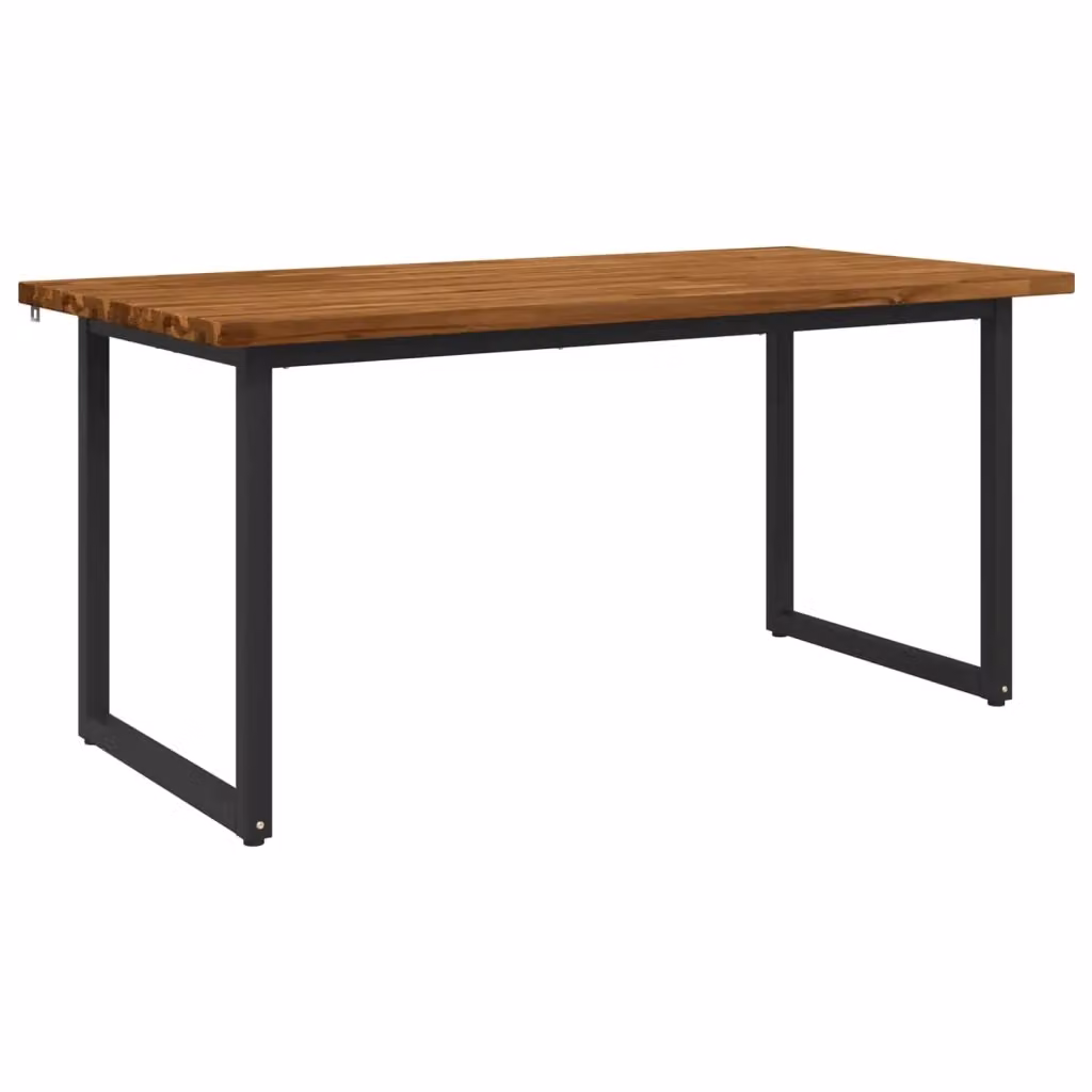 Tavolo da pranzo quadrato in legno di acacia e metallo vidaXL L/P/H: 160 x 80 x 75 cm colore marrone e nero – 2