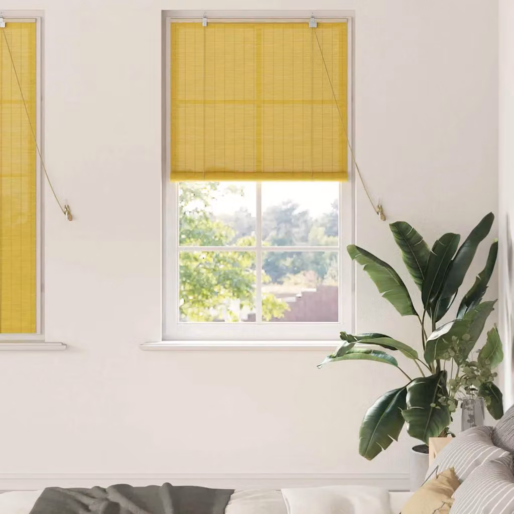 Tenda a rullo vidaXL in bambù giallo semi-trasparente, L: 80 cm, H: 160 cm