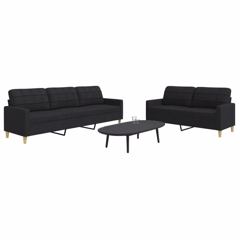 Set di 2 divani vidaXL moderni in tessuto nero con struttura in metallo per il tuo soggiorno