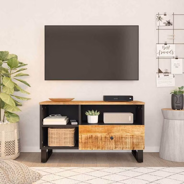 Mobile TV vidaXL in legno di mango e multistrato marrone L/P/H: 80 x 33 x 46 cm