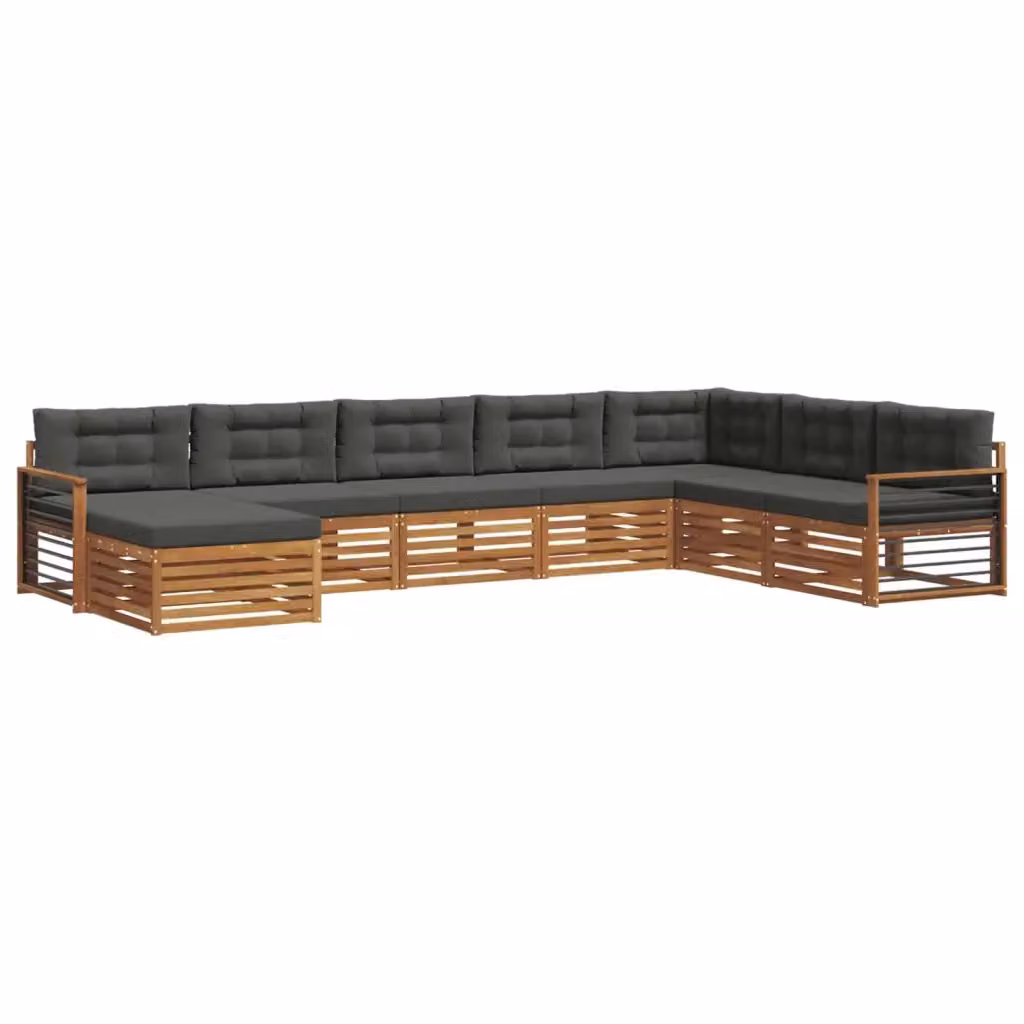 Set di divani da esterno a L vidaXL in legno di acacia con cuscini beige e antracite, 8 pezzi – 2