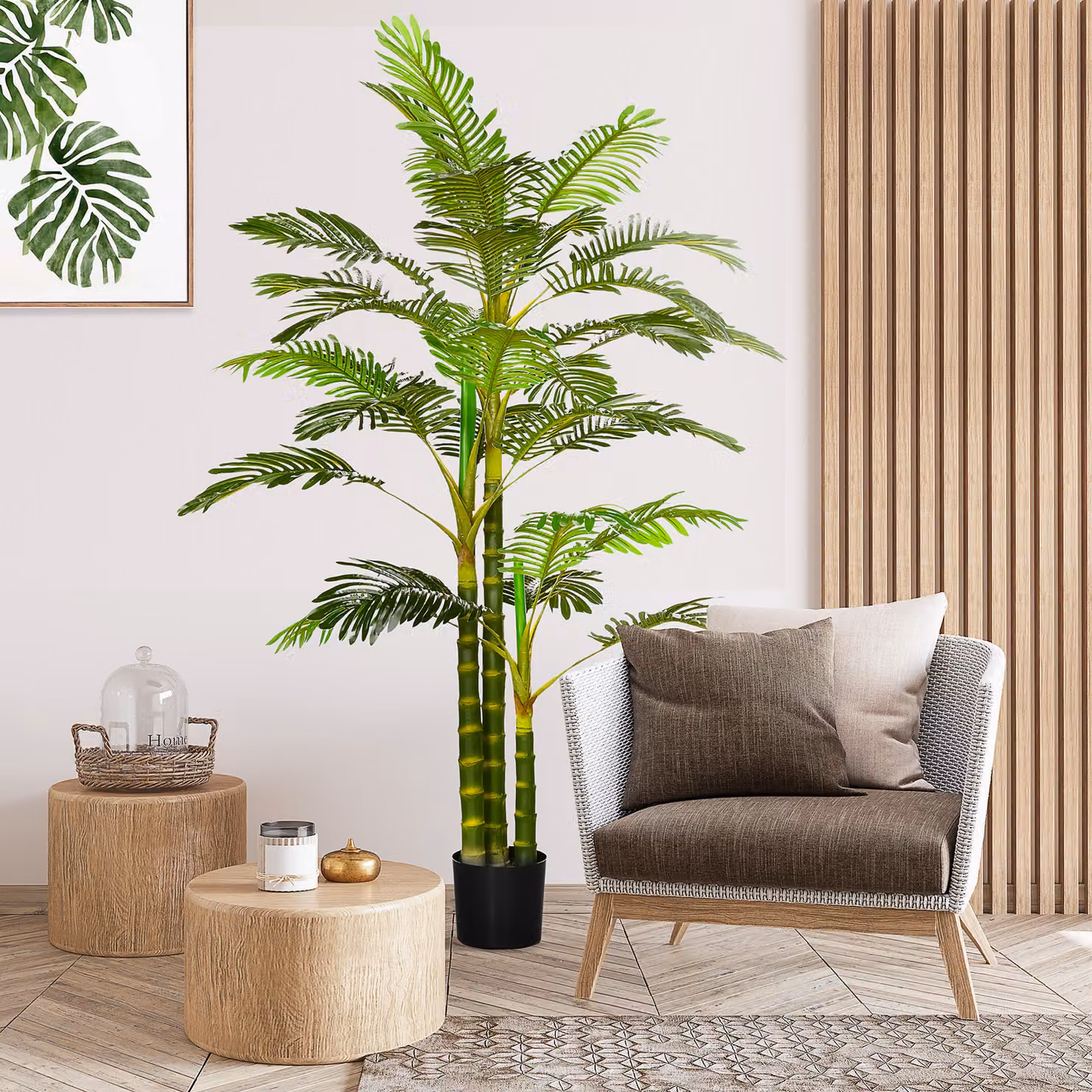Palma artificiale con vaso HOMCOM, verde, Altezza: 190 cm – 2