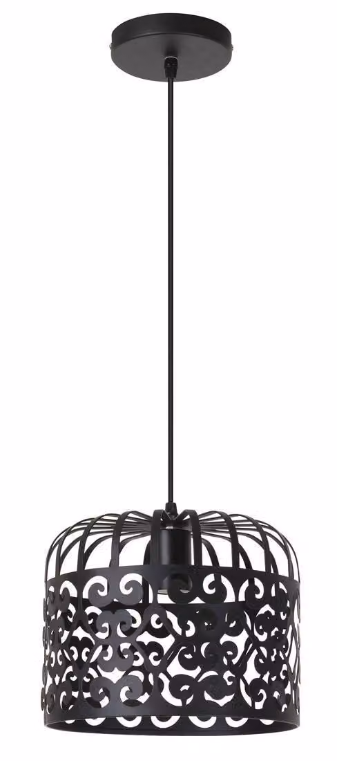 Rabalux 2156 Lampada a sospensione 1 spot Alessandra, E27, nero, rotondo, vintage/romantico, ø260mm