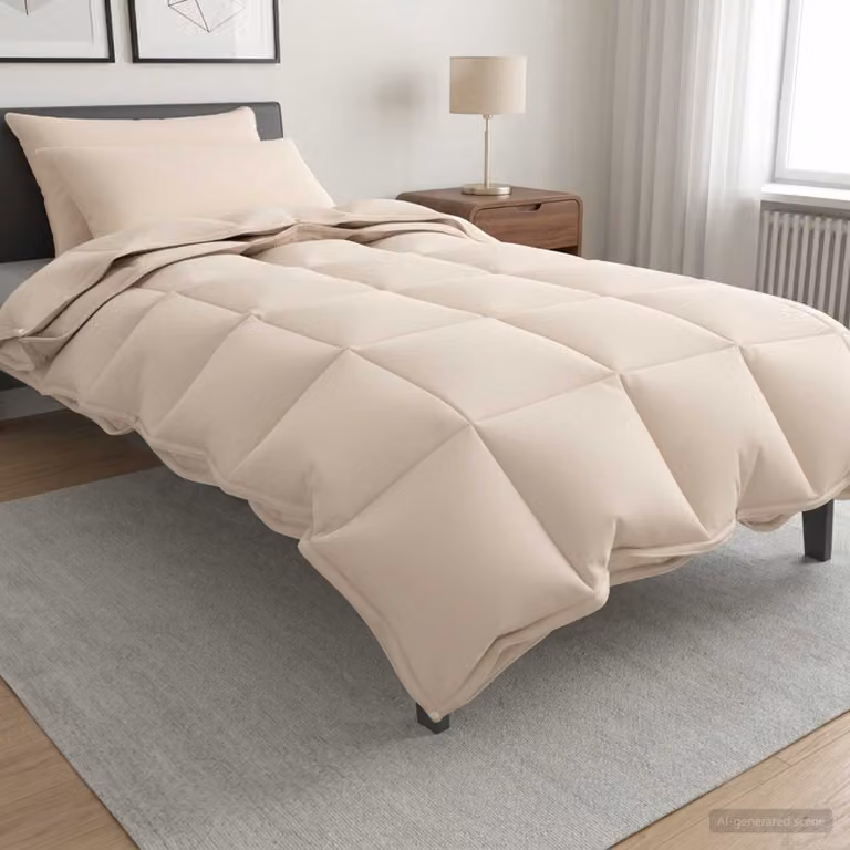Set di 2 Piumoni vidaXL in Kapok, Cotone e Poliestere, Traspiranti e Antibatterici, Beige, L 140 x L 220 cm