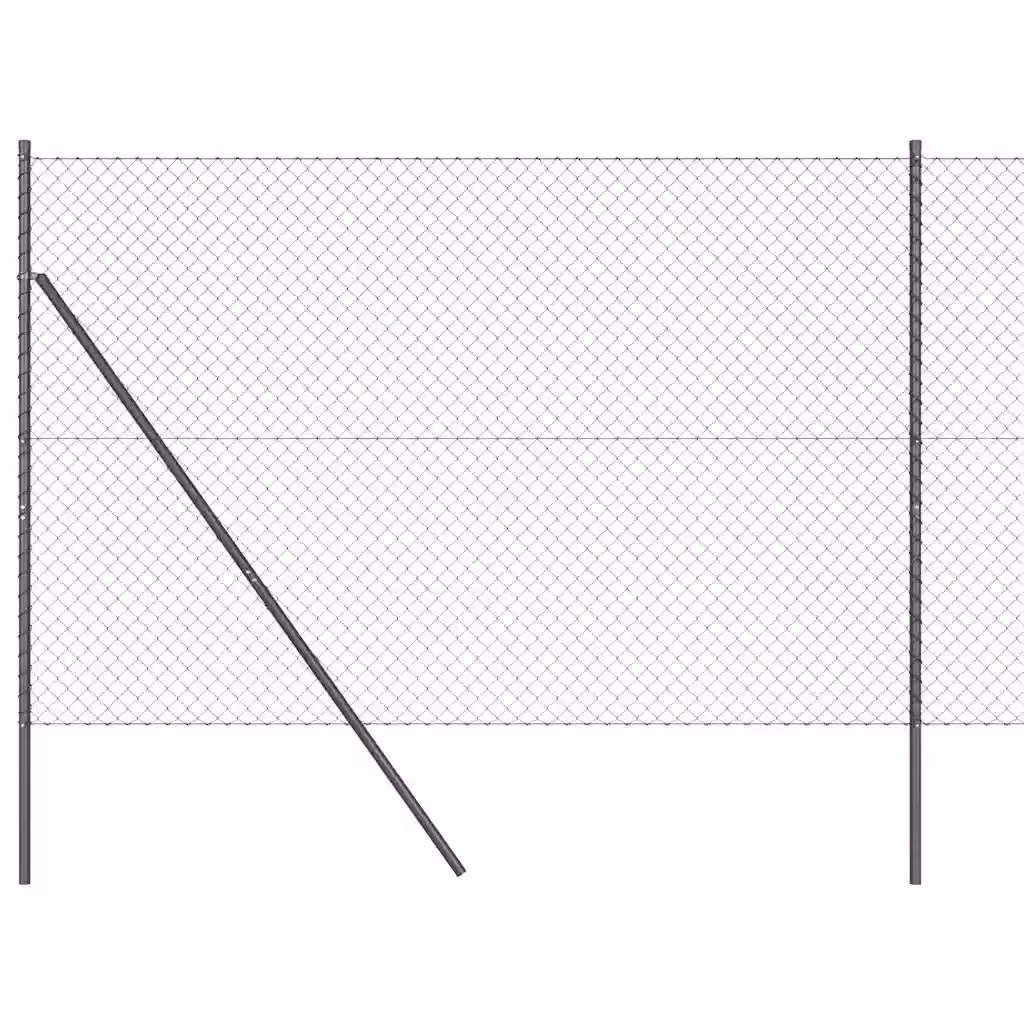 Recinzione a maglie di catena vidaXL in acciaio rivestito in PVC grigio da fissare a terra, L: 10 m, H: 1,6 m – 2