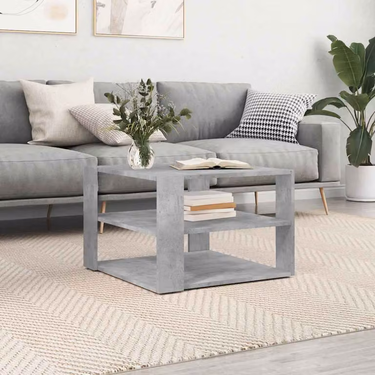 vidaXL Tavolino da Salotto Moderno Grigio con Piano in Composito L/P/H: 58 x 58 x 40 cm
