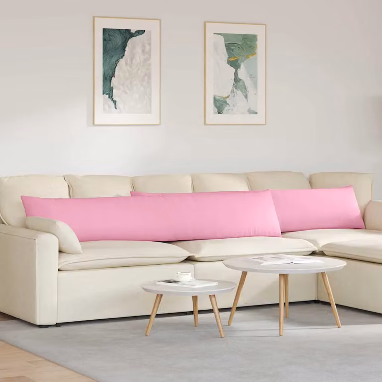 Set di 2 cuscini da divano vidaXL in tessuto rosa con rivestimento rimovibile, L 200 cm x P 40 cm x H 40 cm