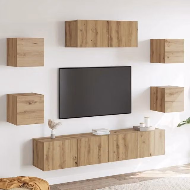 Set Mobile TV da 7 pezzi vidaXL in stile classico, colore marrone, per soggiorno