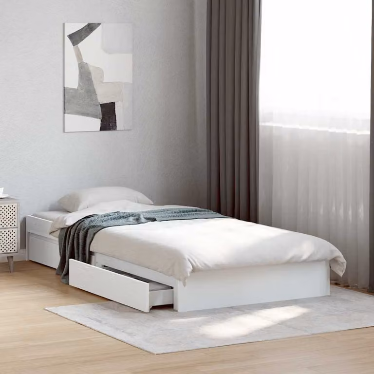 vidaXL Giroletto con Cassetti Bianco in Legno Multistrato L 90 cm x P 200 cm